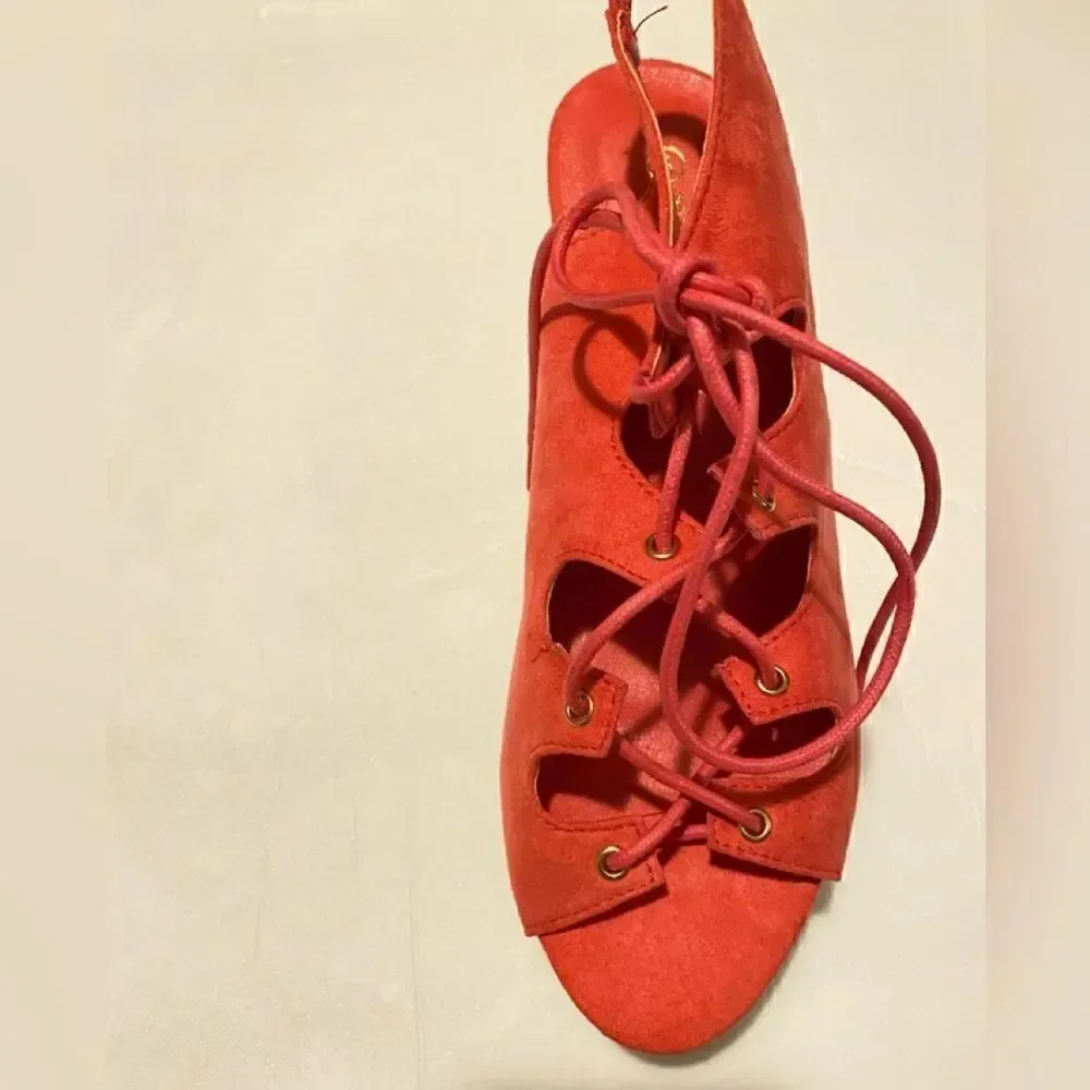 💥Natural Breeze Fuchia suede Tia  platform sandals size:8